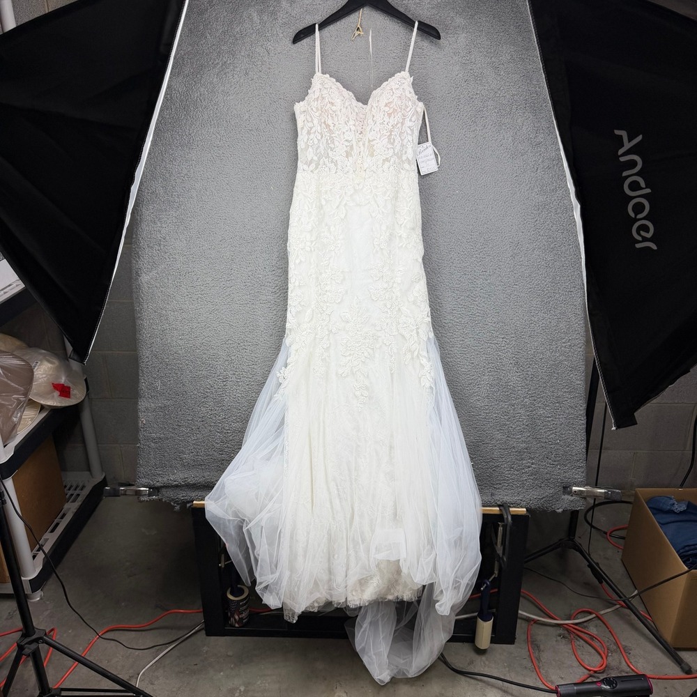 JAAA Brides Ivory Porcelain Lace Tulle Wedding Dress Gown Size 10 503-ASGR-ERT